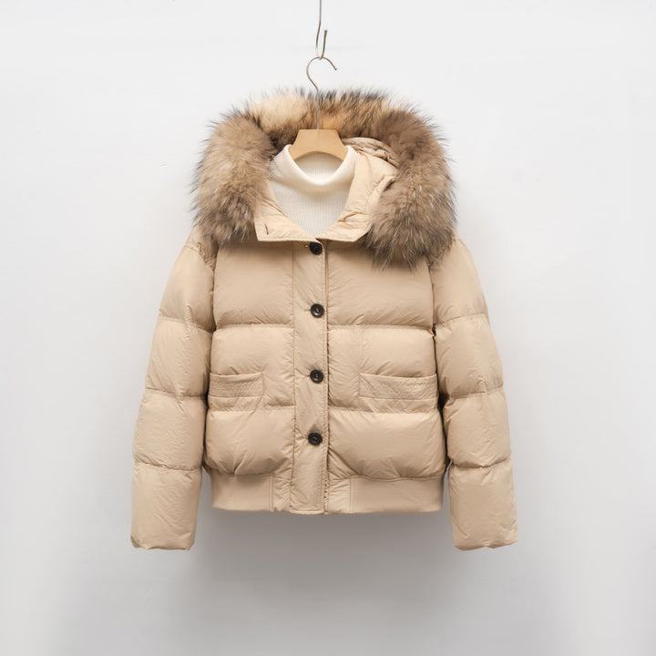 Ladies warm winter coat with removable fur collar Lune London