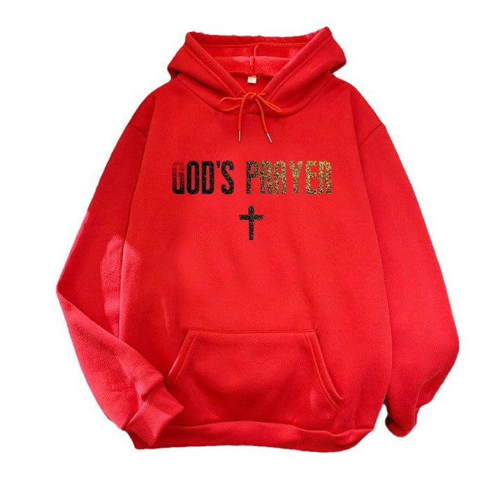 Women's hooded sweatshirt with unique lettering and cross design Chic & Stil