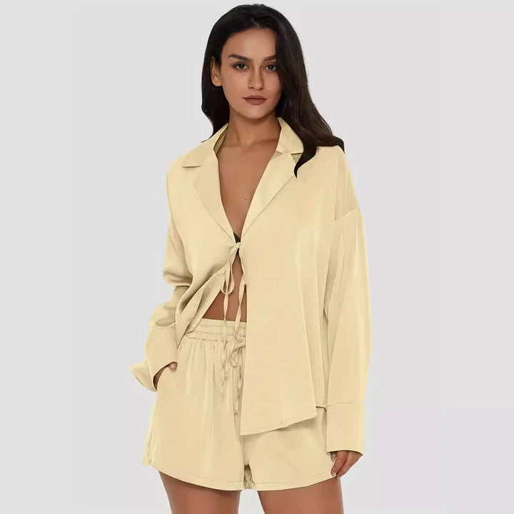 Ladies Chic and Stylish Elegant Short Set with Bow at the Waist