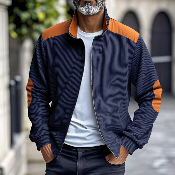 Sporty zip-up jacket for men with ribbed structure and contrasting sleeves Lune London