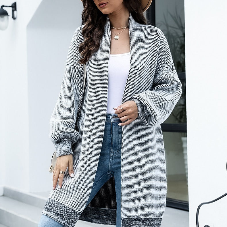 Ladies Long Knit Cardigan with trendy design and wide sleeves Lune London