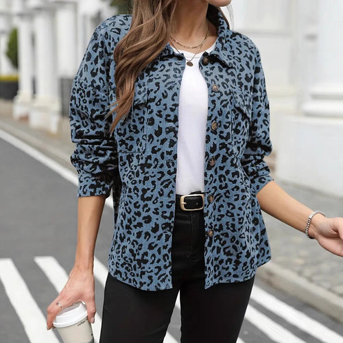 Flannel jacket for women with leopard print Amarae