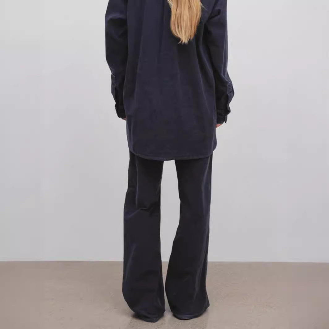 Pantalons en velours côtelé décontractés pour femmes à jambes larges Chic & Stil