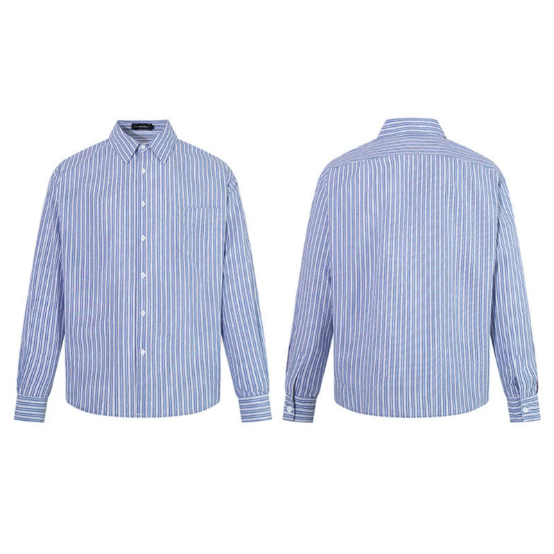 Men's Oversize Shirt made of cotton blend with fine stripes, Kent collar and chest pocket Amarae
