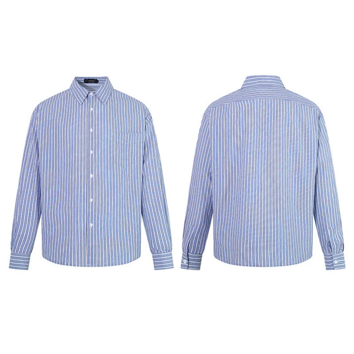 Men's Oversize Shirt made of cotton blend with fine stripes, Kent collar and chest pocket Amarae
