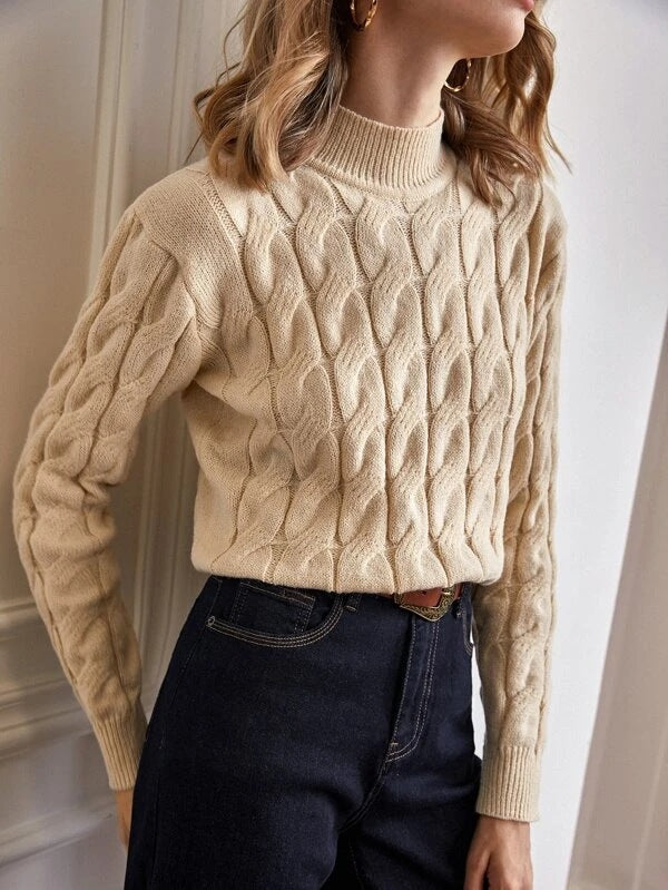 Knitted sweater for women with cable knit pattern Lune London