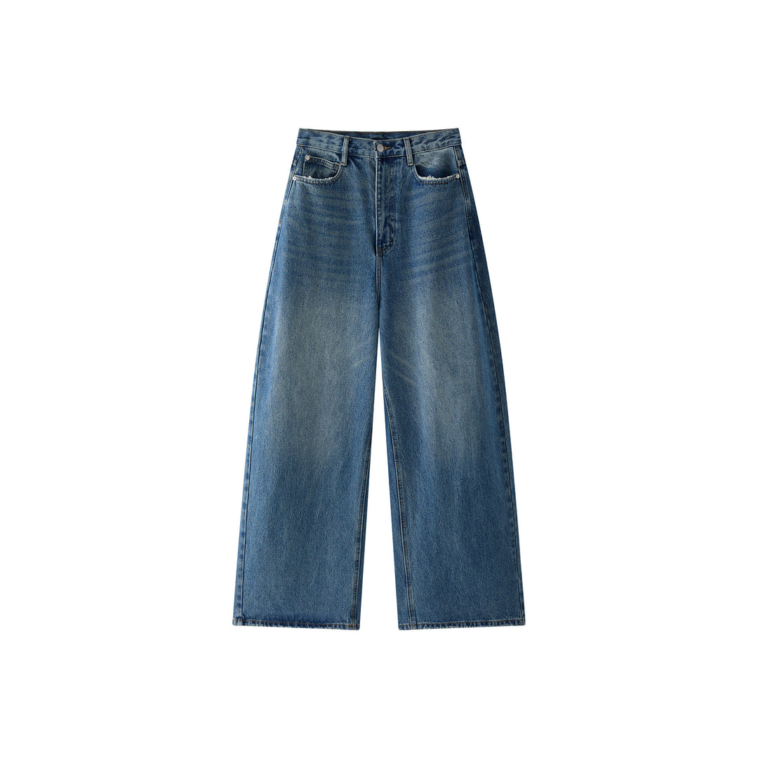 Ladies Extra Wide High-Waist Denim Baggy Pants with Balloon Silhouette and Low Crotch Amarae