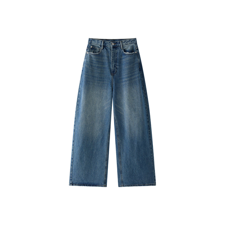 Ladies Extra Wide High-Waist Denim Baggy Pants with Balloon Silhouette and Low Crotch Amarae