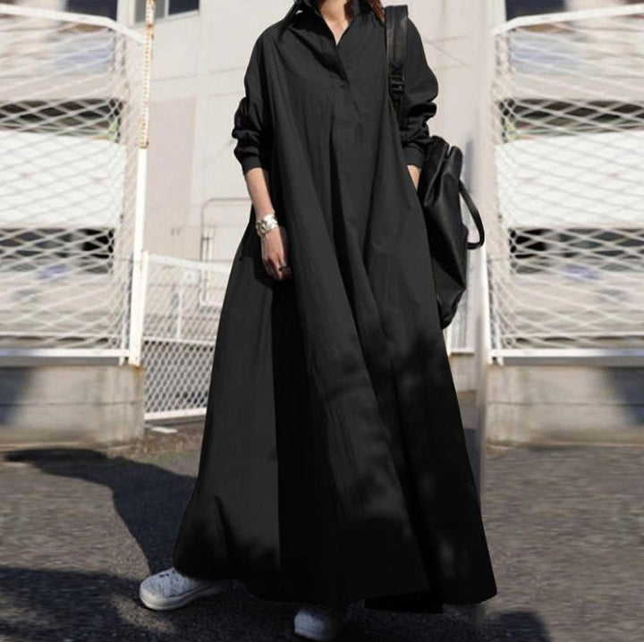 Women's Oversized Shirt Dress in A-Line with Shirt Collar Amarae