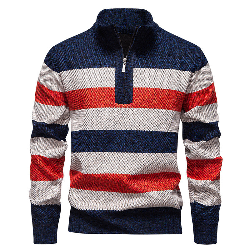 Casual men's sweater with a modern high collar and half-zip closure Lune London
