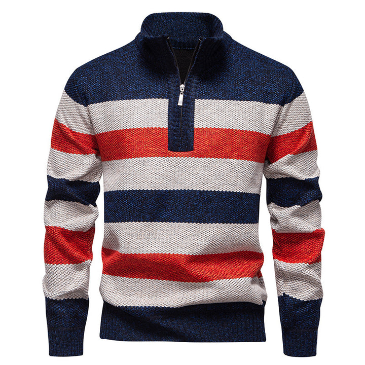 Casual men's sweater with a modern high collar and half-zip closure Lune London
