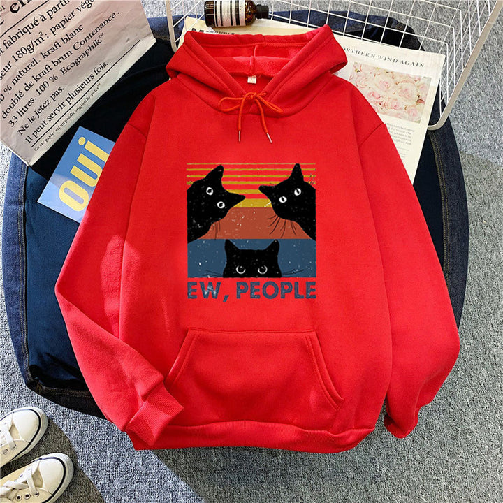 Women’s hoodie with stylish cat motif and inspiring lettering Chic & Stil
