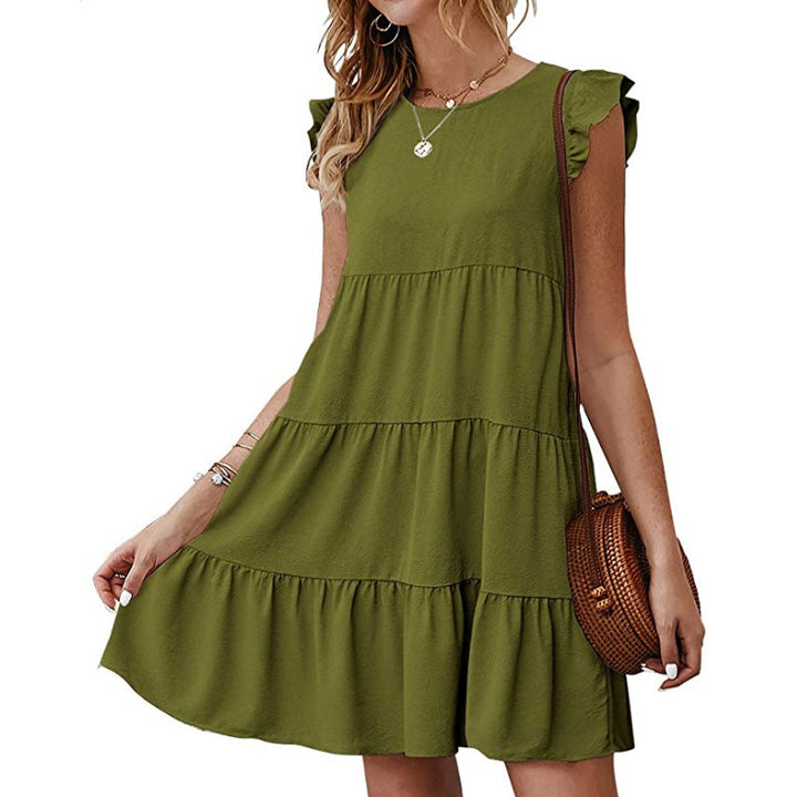 Cotton dress for women with ruffle detail and loose fit Lune London