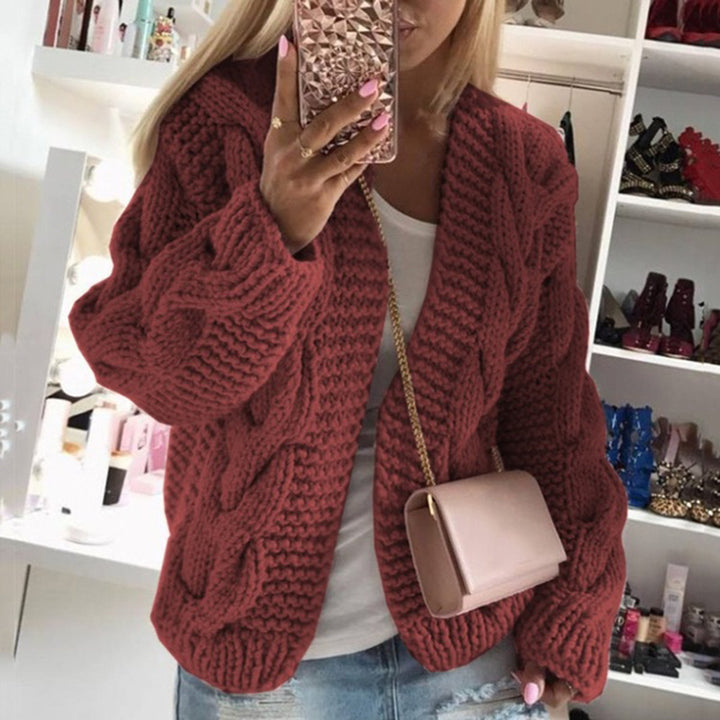 Women's knitted cardigan with elegant cable patterns Lune London