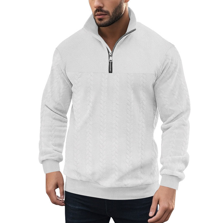 Men's knitted sweater with zipper and modern cable design Lune London