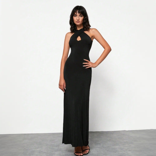 Robe maxi femme avec un laçage accrocheur au niveau du dos Chic & Stil