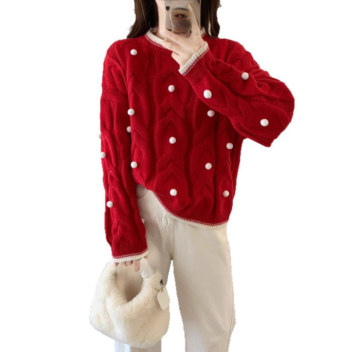 Pull surdimensionné en tricot épais pour femmes avec un motif en câble décontracté et des appliqués ludiques Chic & Stil