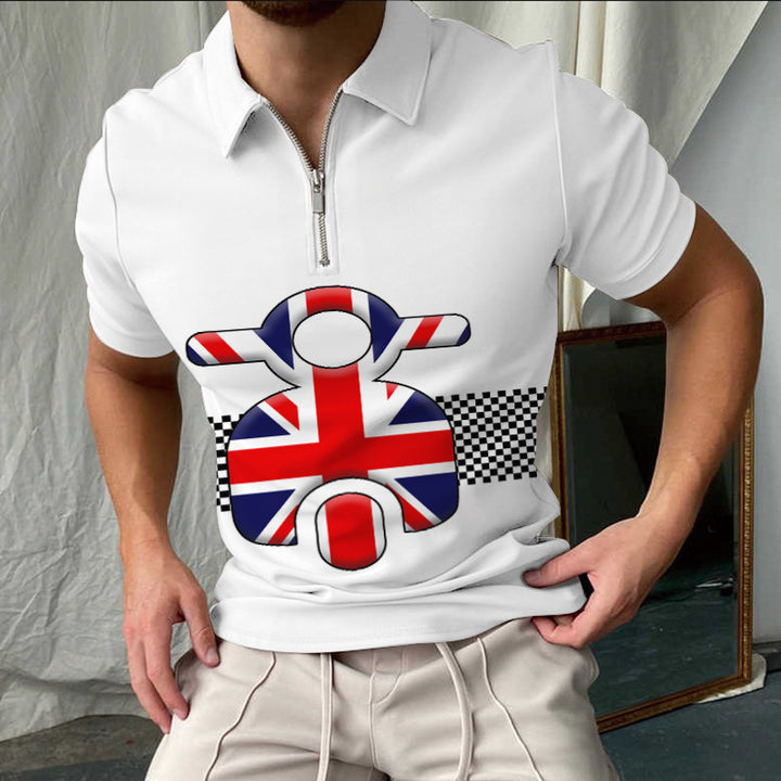 Lune London elegant short-sleeved checkered polo shirt for men