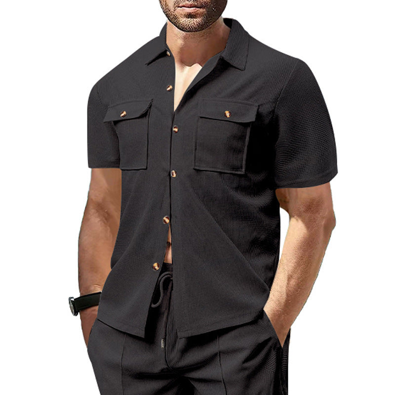 Short sleeve utility shirt for men with practical chest pockets Lune London