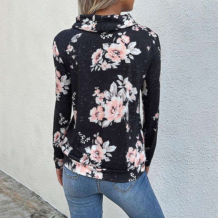 Pull femmes avec motif floral et col haut Chic & Stil