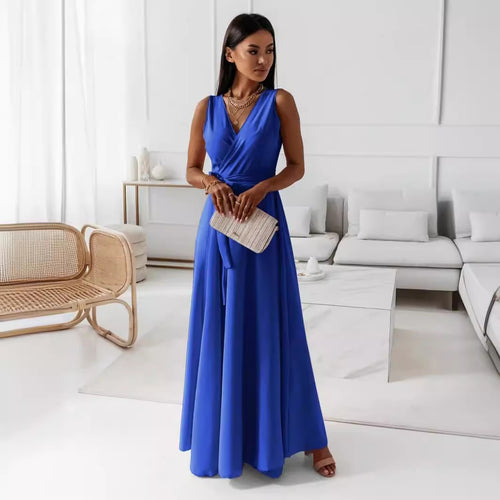 Maxi wrap dress for women with deep V-neck and flowy cut Amarae
