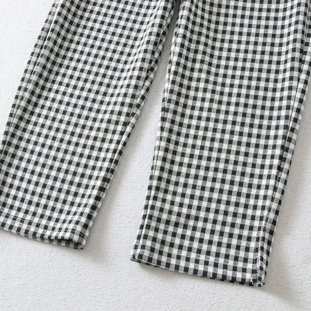 Ladies high-cut slim-fit pants with Vichy check and elastic waistband Amarae