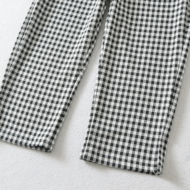 Ladies high-cut slim-fit pants with Vichy check and elastic waistband Amarae