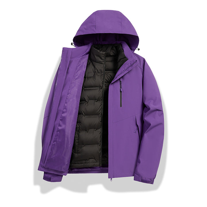 Men's two-in-one weather protection jacket with detachable quilted inner lining, hood, and waterproof membrane Amarae