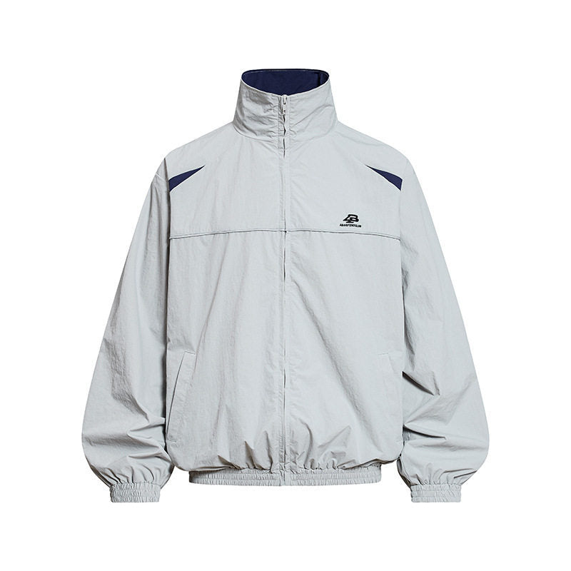 Men's Lightweight Windbreaker Jacket with Stand Collar, Elastic Hem and Relaxed Fit Amarae