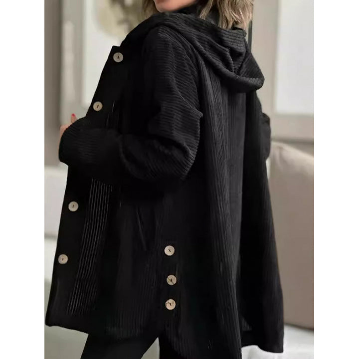 Ladies cozy hooded jacket in fine ribbed fabric Lune London
