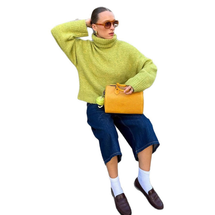 Women's Oversized Turtleneck Sweater made of Mohair Mix with Dropped Shoulder Amarae