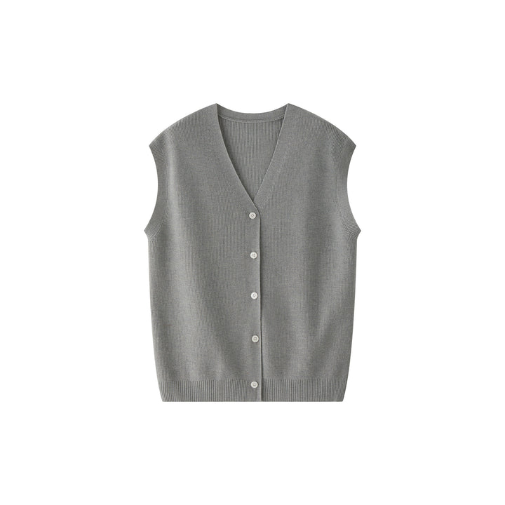 Women's Sleeveless Fine Knit Vest with V-Neck and Button Placket Amarae