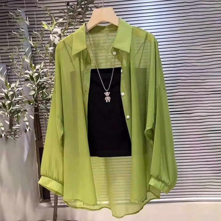 Femme Transparent Button-Down Layered Tunic Lune London
