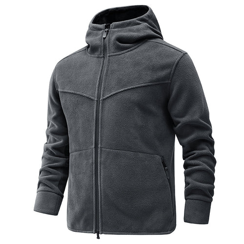 Fleece jacket for men with practical pockets and adjustable hood Amarae