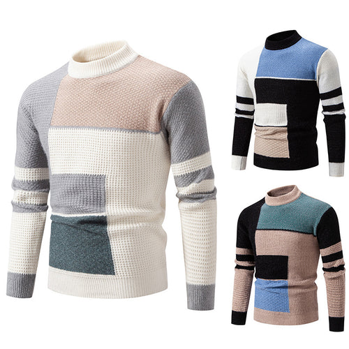 Modern sweater for men with textured color block design Amarae