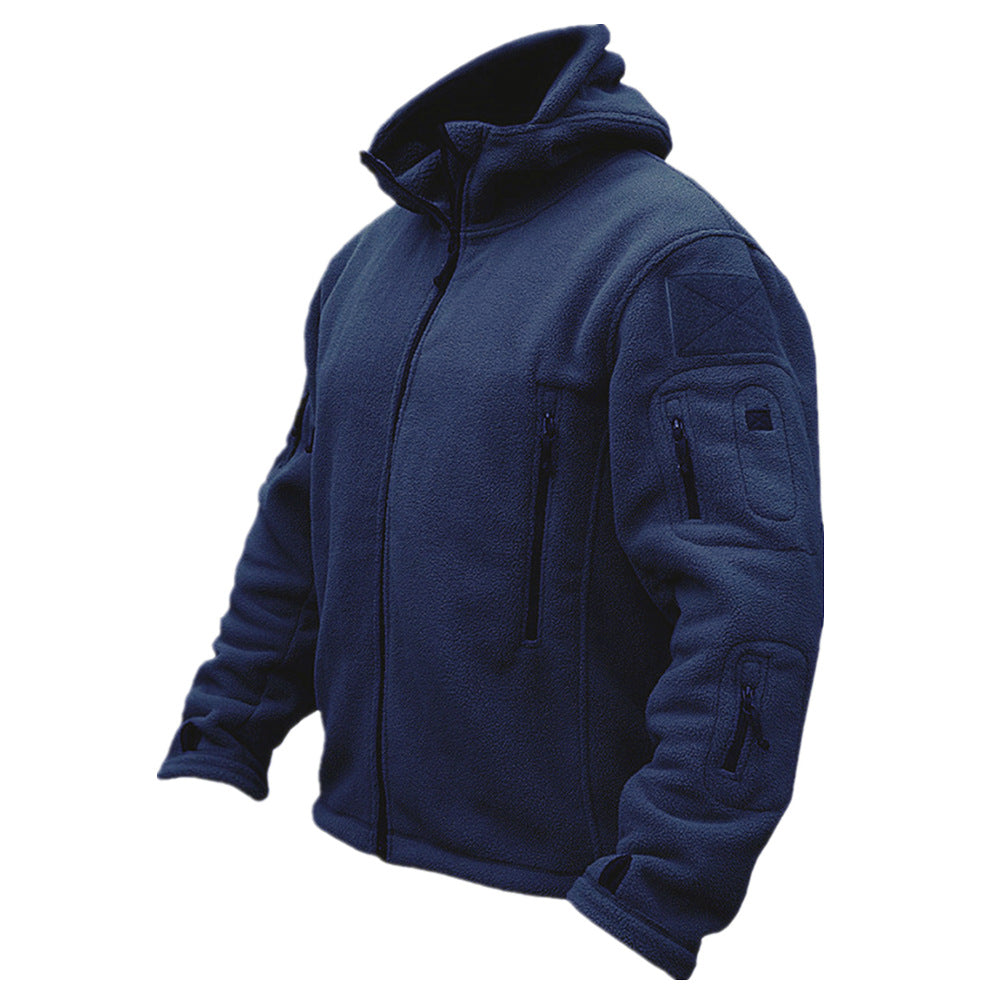 Fleece jacket for men with multiple pockets and adjustable hood Lune London