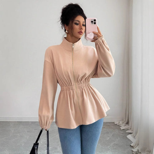 Ladies modern zip hoodie with chic and style