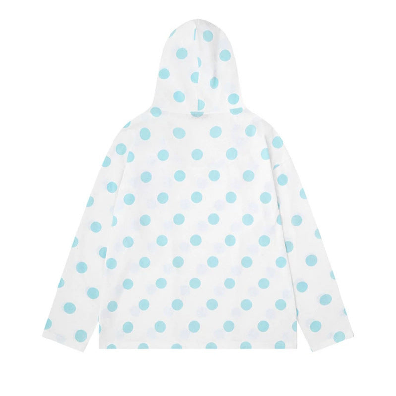 Women's lightweight hooded sweatshirt with all-over polka dot print, drawstring and relaxed fit Amarae