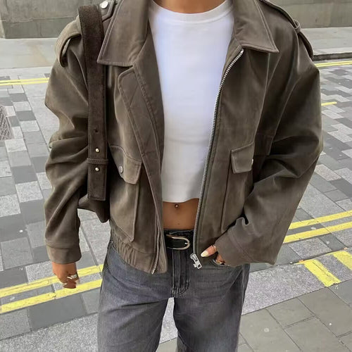 Trendy oversized corduroy jacket for women with practical pockets and stylish shoulder details Amarae