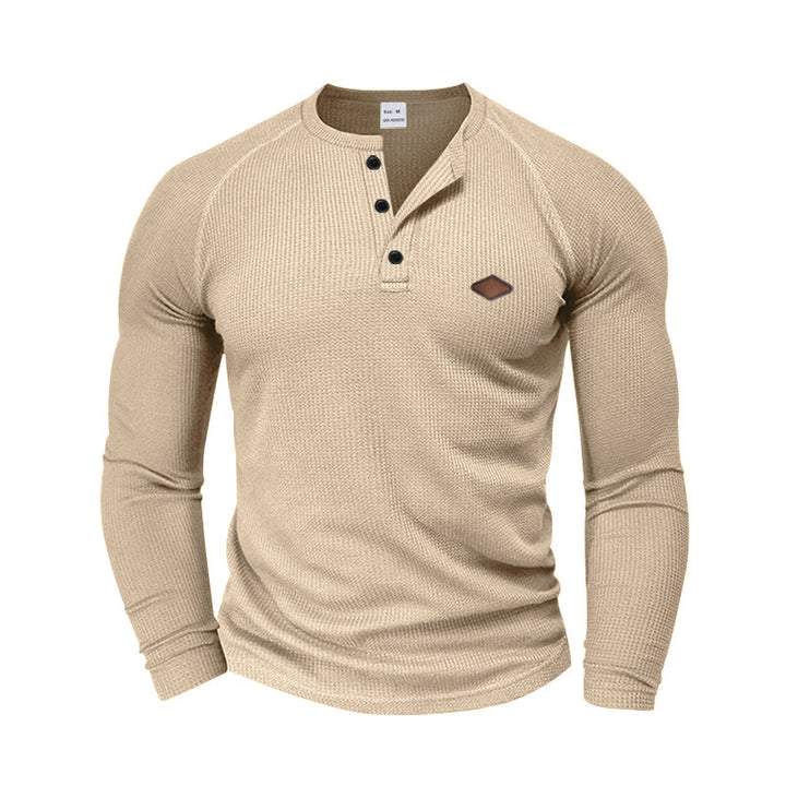 Long sleeve shirt for men in textured fabric with practical buttons Amarae