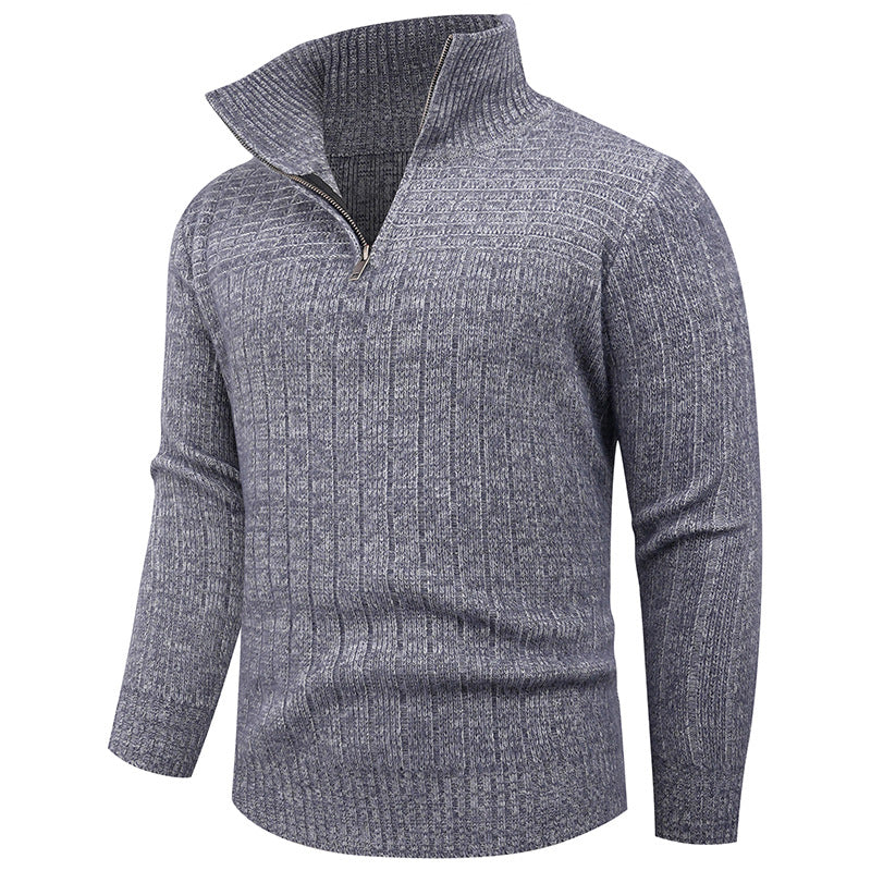 Men's knitted sweater with modern zipper and ribbed structure Lune London