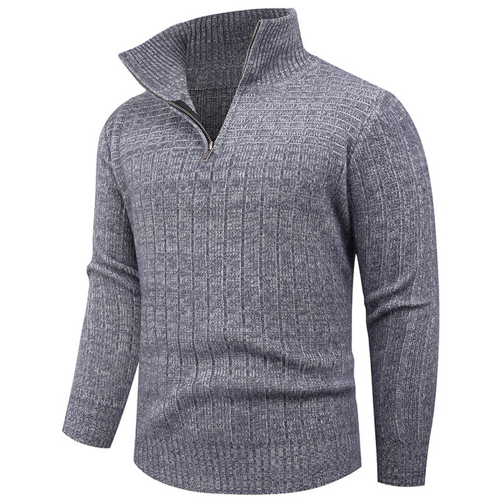 Men's knitted sweater with modern zipper and ribbed structure Lune London