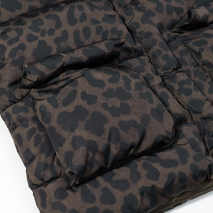 Women’s Oversize Puffer Jacket with Hood and Leopard Print Amarae