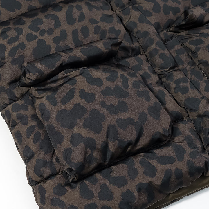 Women’s Oversize Puffer Jacket with Hood and Leopard Print Amarae