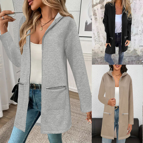 Women Casual Work Shirt with Hood and Practical Zipped Pockets Amarae