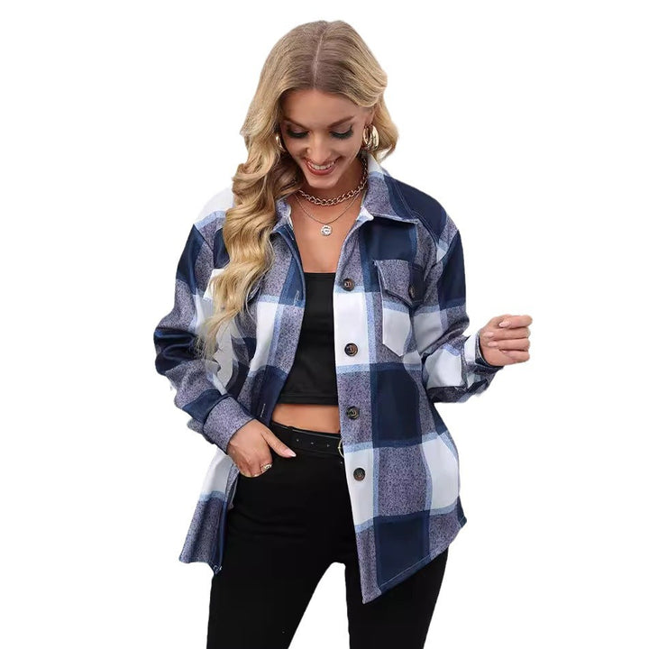 Plaid flannel jacket for women with pockets Lune London