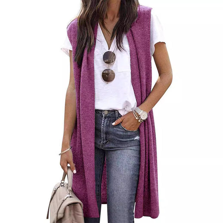 Women Open Cardigan with Casual Cut and Long Side Panels Lune London