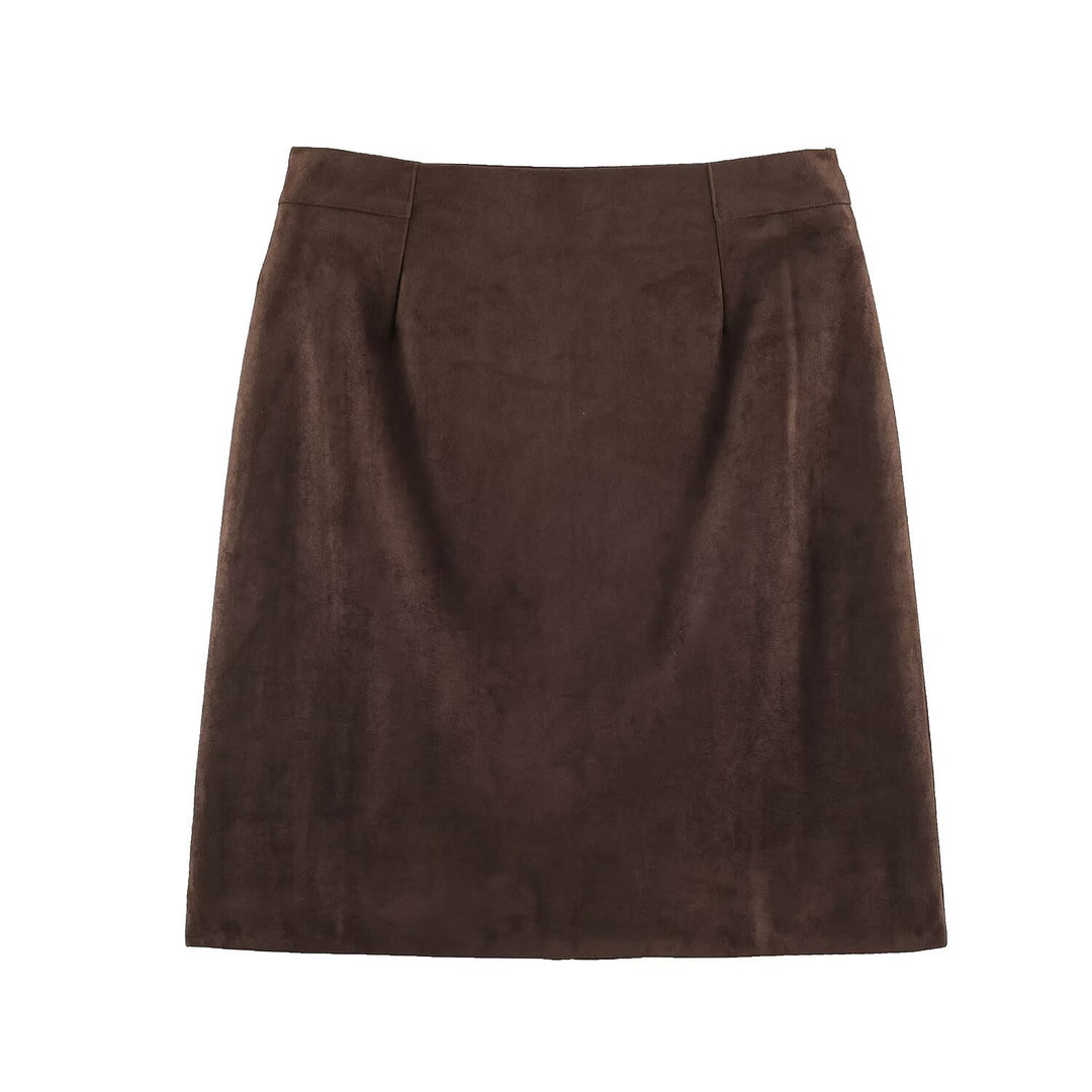 Women's pencil skirt made of suede look with high waist Amarae