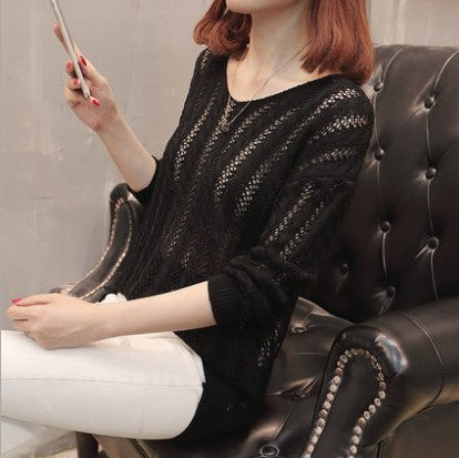 Pull en maille décontracté pour femme avec col en V et structure en dentelle fine Chic & Stil