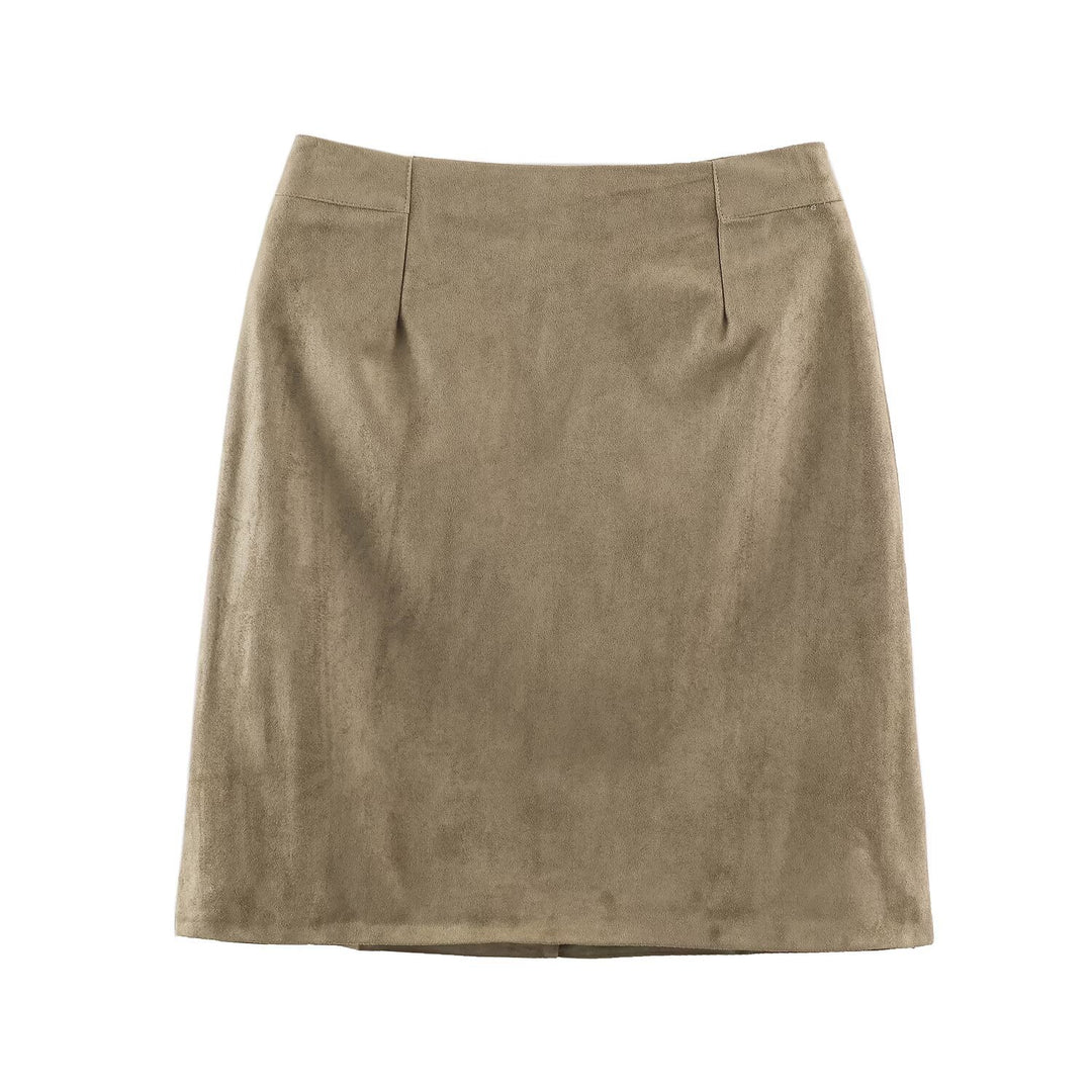 Women's pencil skirt made of suede look with high waist Amarae